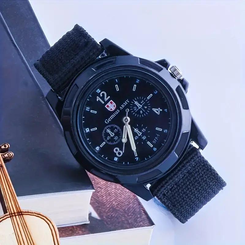 Δημοφιλές ανδρικό ρολόι με υφαντό λουράκι, αθλητικό ρολόι στρατιωτικού, ιδανική επιλογή για δώρα