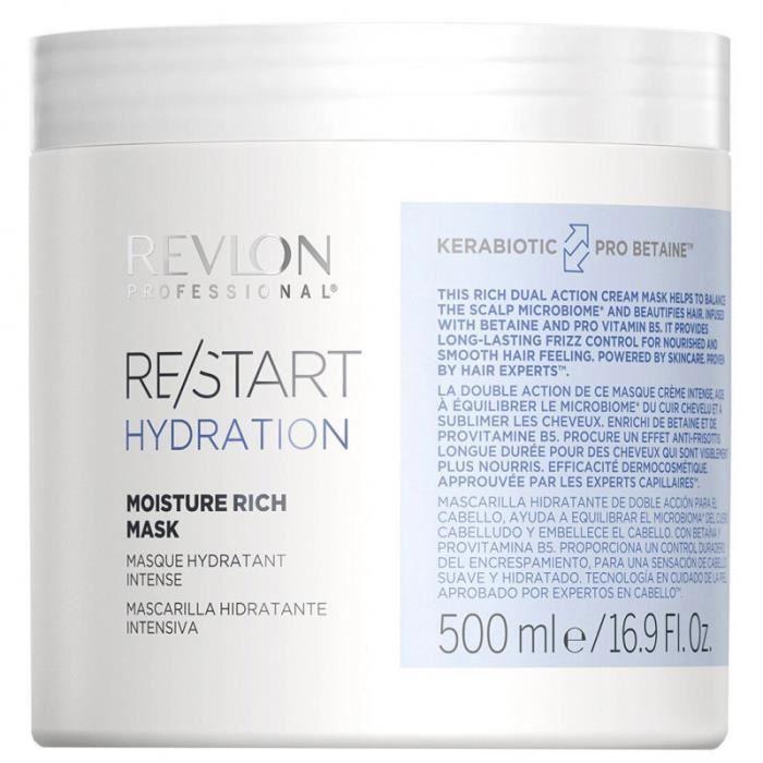Masque Hydratant - Revlon - Re/Start Hydration - KERABIOTIC PRO BETAINE™ - Cheveux lisses - Hydratation intense