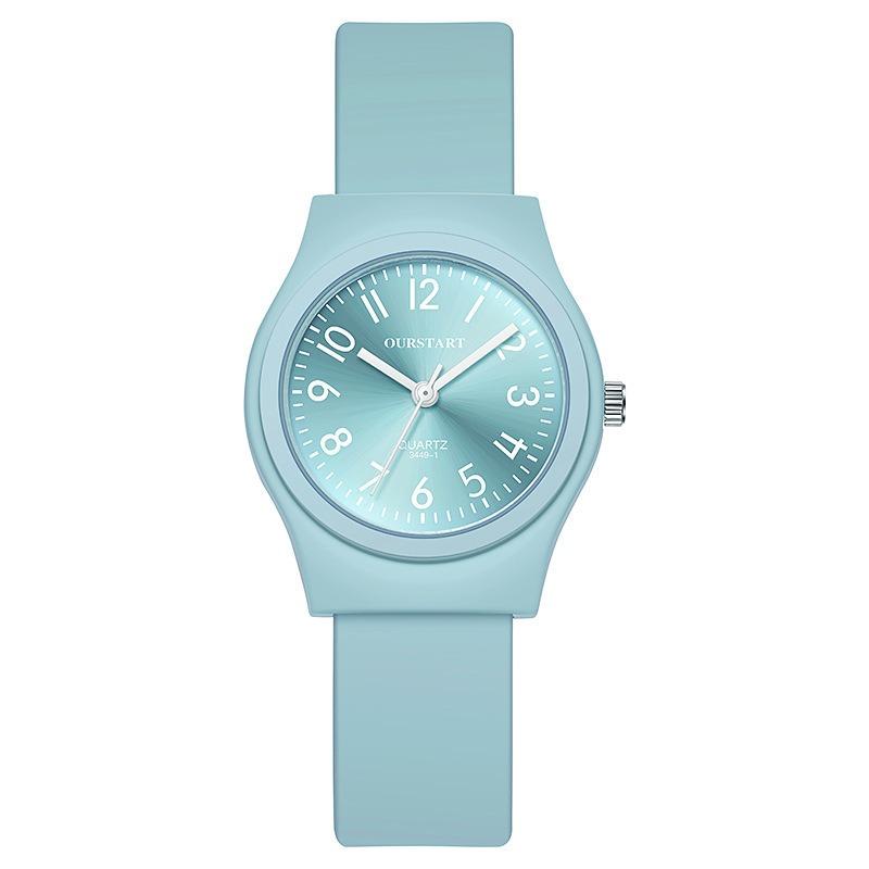 Simple pastoral small fresh candy color digital scale silicone student quartz watch, women's hand