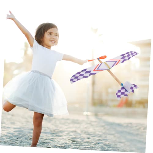 Housoutil 3 Pieces DIY Aircraft Toy Windup Model Airplane Foam Glider Bird Design Aircraft Rubber Band Powered DIY Model Bamboo