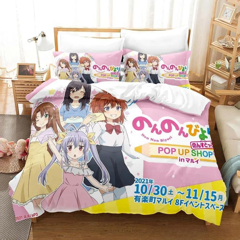 

3D-принт аниме Non non biyori Комплект постельного белья Single Twin Full Queen King Size Комплект постельного белья для взрослых и детей, комплект пододеяльников EU Single 135x200cm