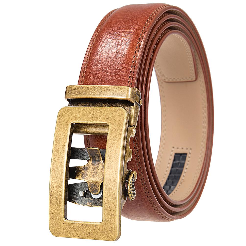 1Pcs Two-Layer Cowhide Automatic Buckle Belt, Men'S Belt, Business Belt Ly35-0838-1