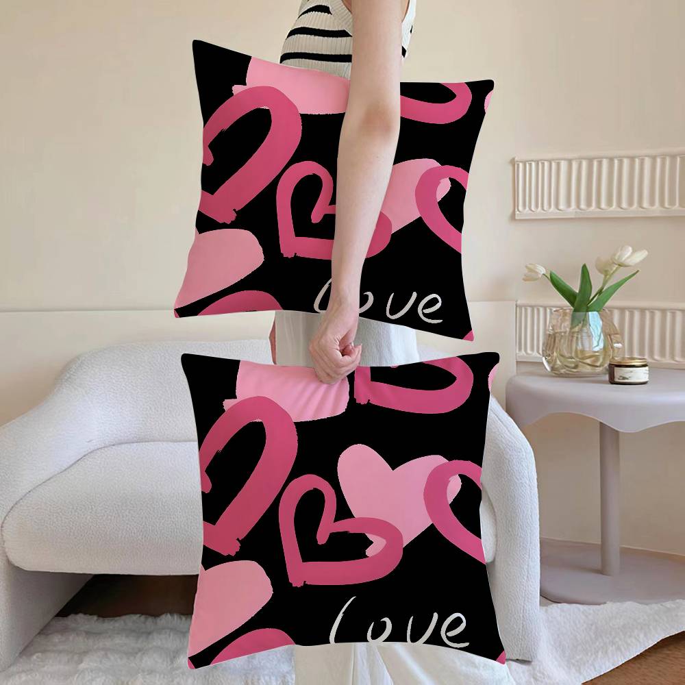 Fashion Love Heart Pillow Case Sofa and Living Room Decorative Cushion Covers Dustproof and Miteproof Invisible Zipper