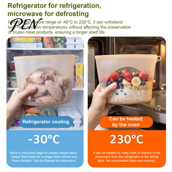 Reusable Dry Goods Storage Pouches Silicone Food Bag, Double Sealing Keeping Leak-proof Portable Hanging Bags Food-Grade Container, Heat Resistant