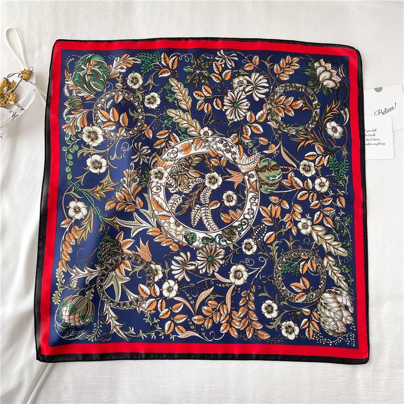 Foreign Style Small Silk Scarf 71cm Square Scarf Hangzhou Silk Imitation Silk Scarf Professional Women's Scarf Decorative Small Silk Scarf