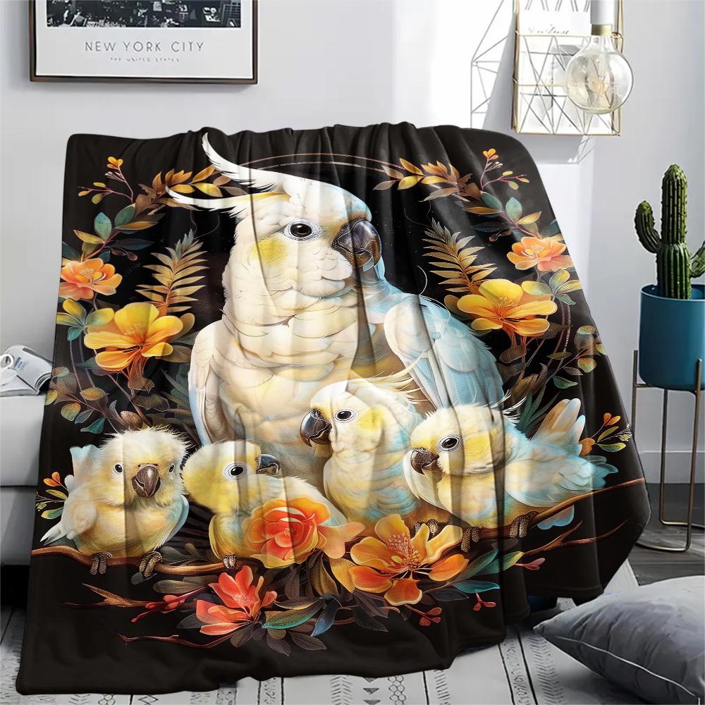1Pc Eagle Bird Family Print Flannel Blanket, High Quality Comfortable for All Seasons, Home Decor, Warmth and Comfort, Perfect for Christmas Gifts