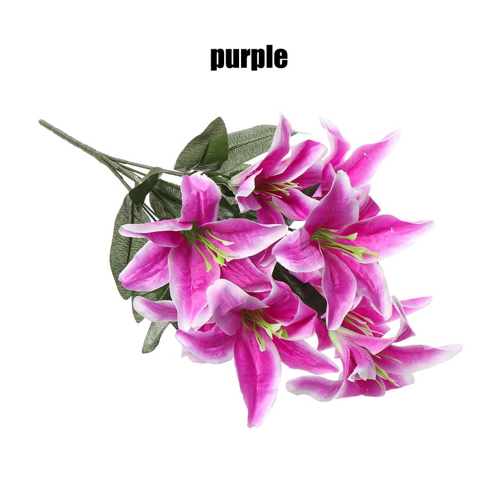 10 Heads Artificial Silk Lilies Flowers European Multicolor Fake Bridal Flower Bouquet Wedding Home Party Decoration Flowers