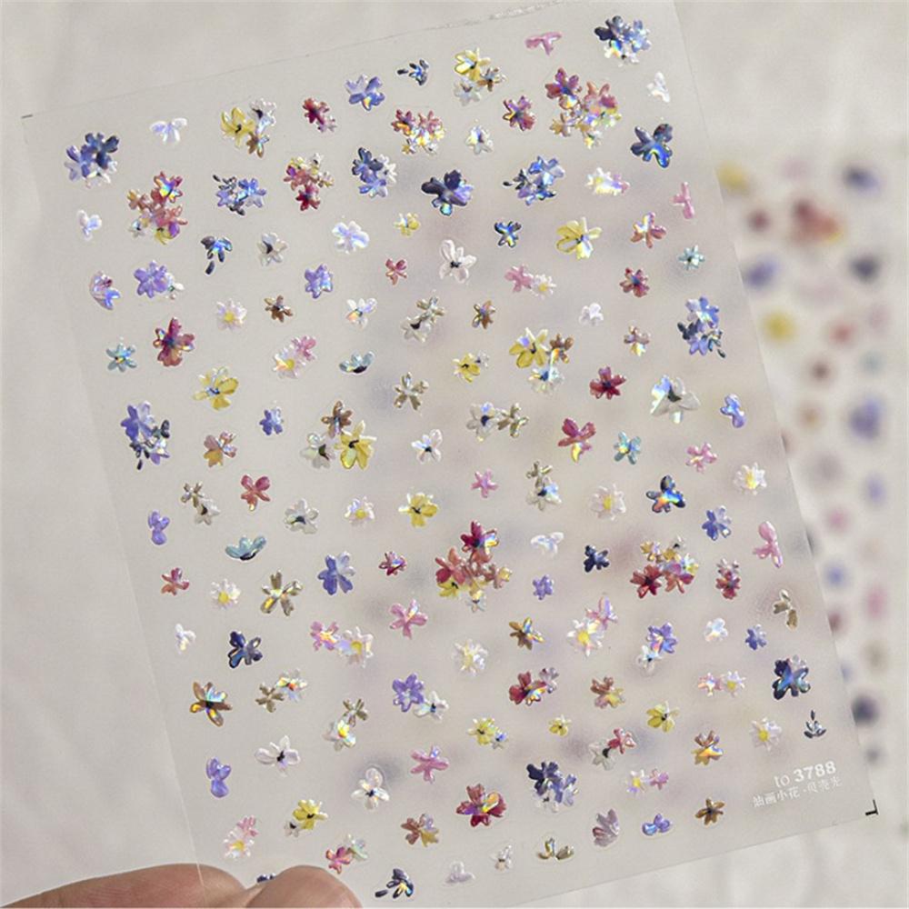 1pcs 5D Exquisite Flower Nail Art Stickers Colorful Macaron Flower Nail Decoration Decals DIY Adhesive Accessory