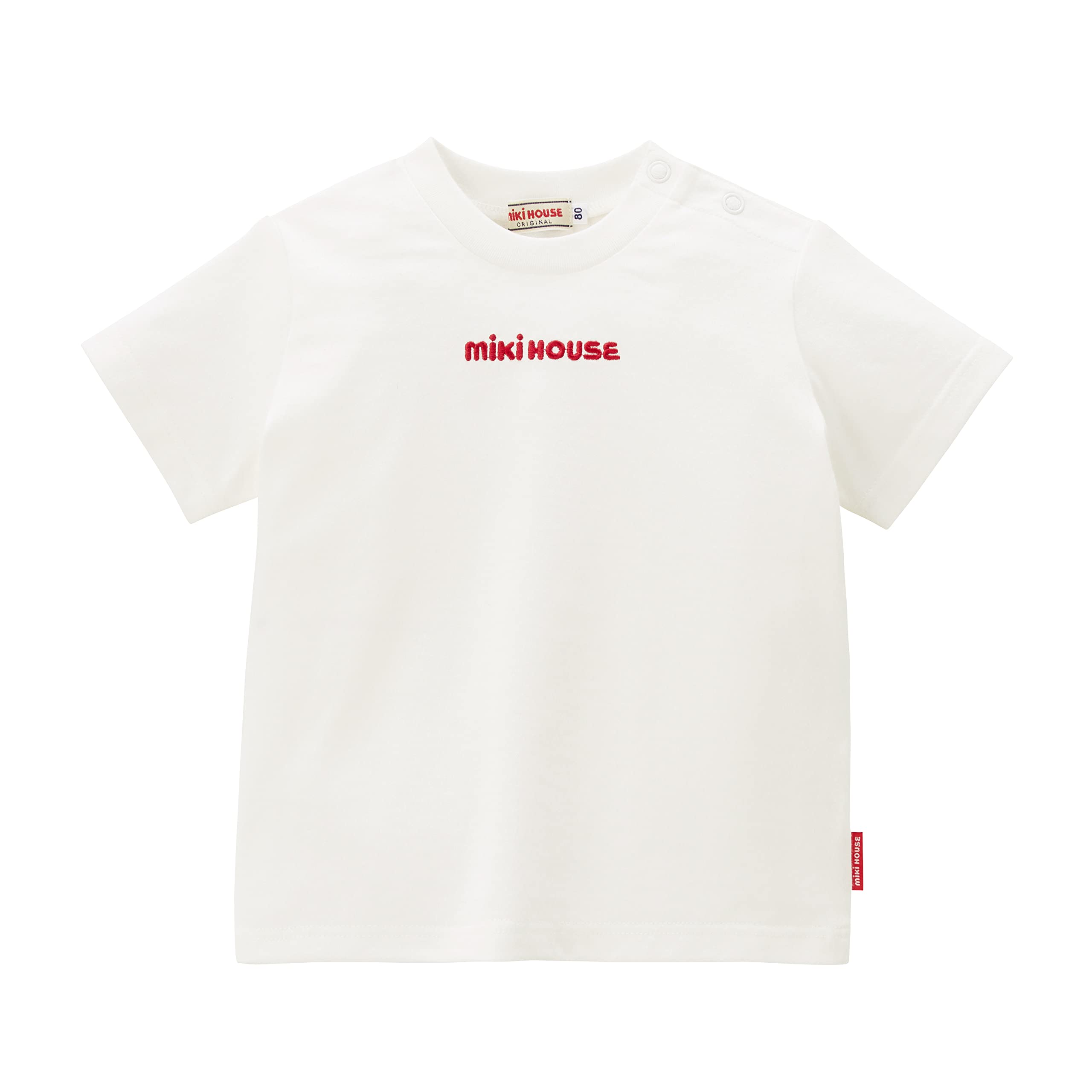 

Miki House Short Sleeve Solid Made in Boys and Size White T-Shirt, Color, Logo, Simple, Japan, Girls, Baby, Kids, Children s Clothing, Kindergarten, белый