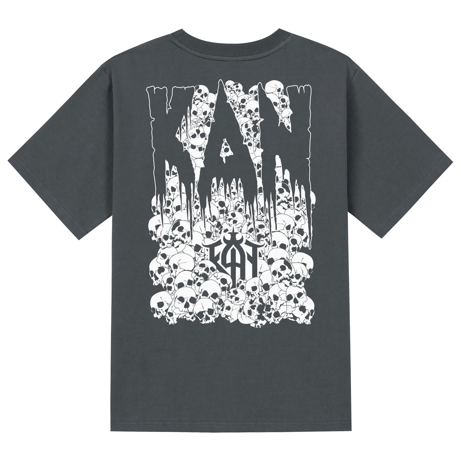 Khan 6312 Ktg0093 Dark Skull Short Sleeve T-Shirt - Gray Gray/L