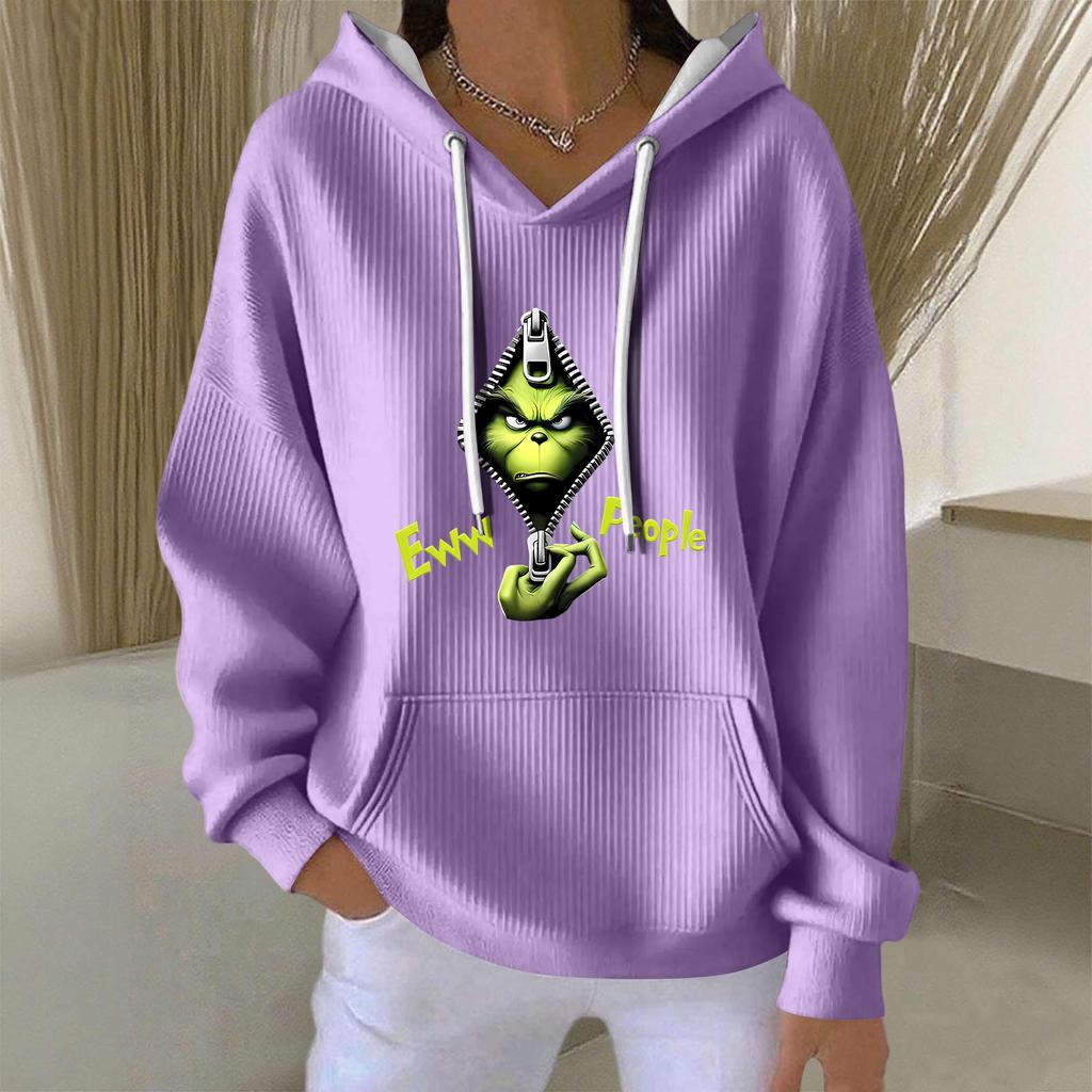 Women's Fashion Casual Christmas Angel Print Pullover Long-Sleeve Sweatshirt