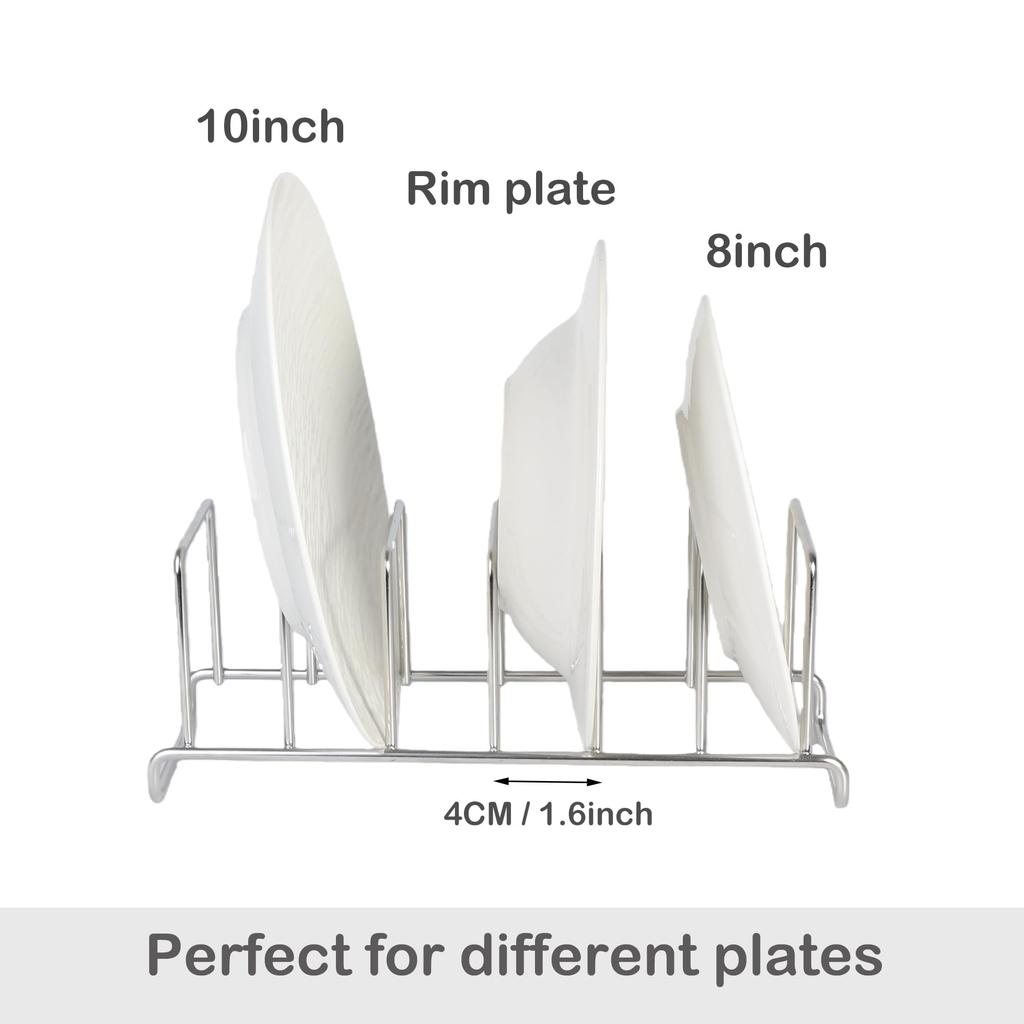 IMEEA Dish Stand, Draining Rack, Stainless Steel, W30.5 x D10 x H12cm, Dish Rack with 6 Compartments, Storage, Dish Drying, Space-Saving, Silver