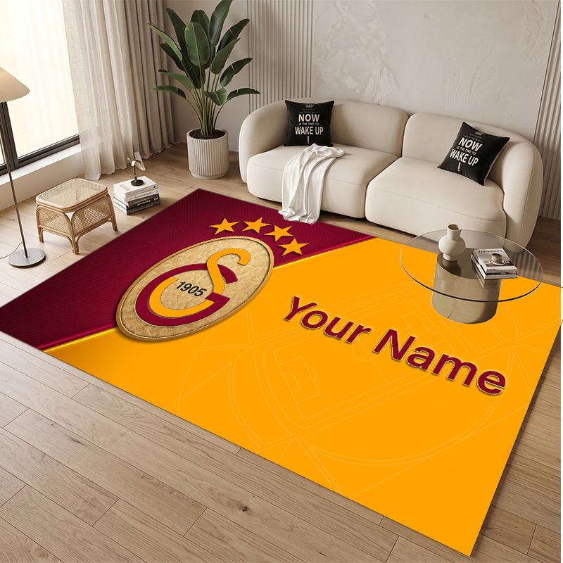 Personalized Crystal Velvet Carpet Galatasaray FC Pattern Non Slip Floor Rug