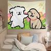 Cute Line Puppy Tapestry Wall Hanging Tapestry Art Deco Blanket Curtain Hanging At Home Bedroom Living Room Decor