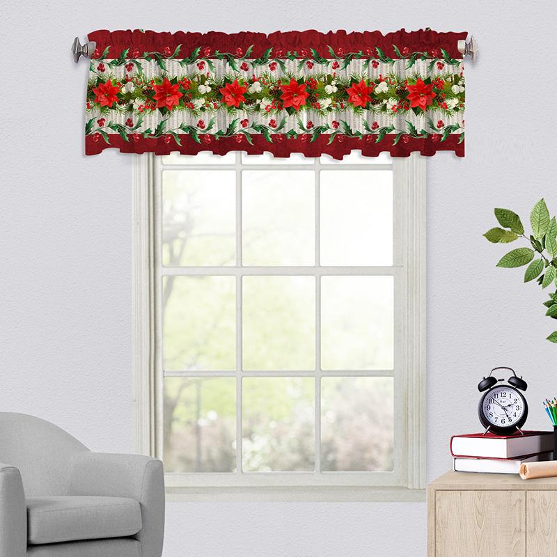 1PC Semi-Sheer Easy Install Swag Valance Atmosphere Scarf Xmas Bedroom No-Drill Christmas Festive Valance Holiday 137x45cm