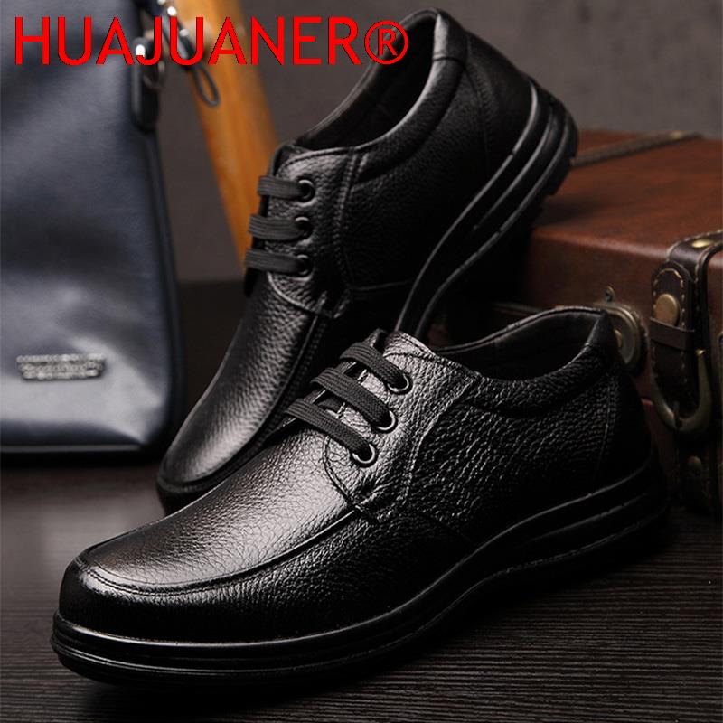 New High Quality Genuine Leather Shoes Men Flats Fashion Men's Casual Shoes Brand Man Soft Comfortable Lace Up Black