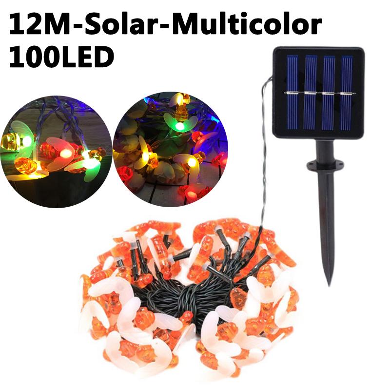 Solar Honeybee LED String Lights Outdoor Waterproof 8 Modes Fairy Light For Garden Patio Tree Christmas Yard Holiday Decor