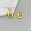 Retro Light Luxury Fashion Simple Gold Square Circle Earrings Geometric U-Shaped Stud Earrings