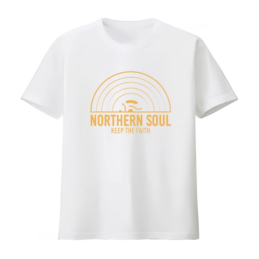 Northern Soul Keep The Faith Record Orange Unisexs Womens T Shirt High Quality Print Perfect for Music Lovers  Summer T Shirt