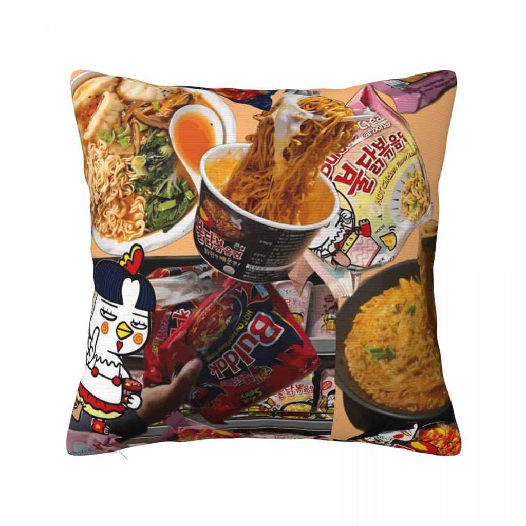 Pillow Cover Spicy Chicken Noodles Buldak Hot Chicken Flavor Ramen Cushion Cover Pillow Case For Home Decoration Pillowcases