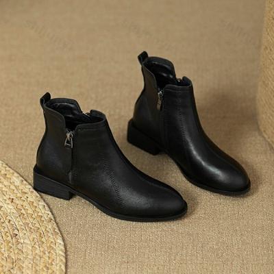 Damen Chelsea Kurzstiefel Britischer Stil 2025 Herbst Neu Spitzzehe Bequem Outdoor Reißverschluss Damen Niedriger Absatz Stiefeletten