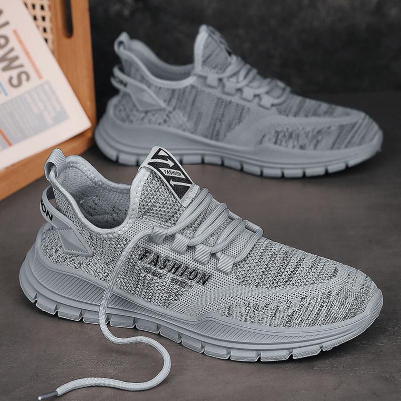 

New men s shoes four seasons breathable fly-woven sports trendy shoes running fashion sports casual shoes 44