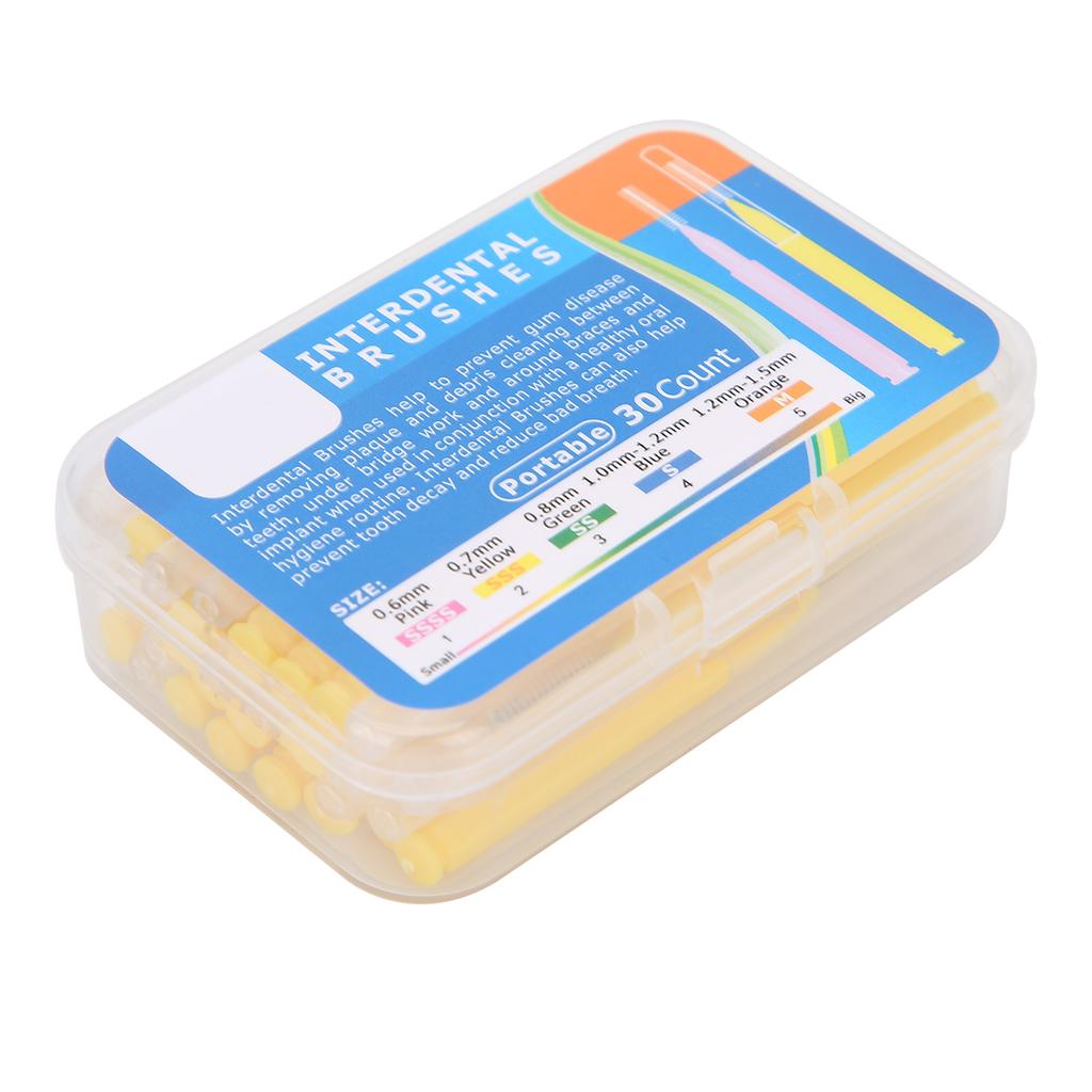 30pcs Box Interdental Brush Tooth Cleaning Tool Orthodontic Dental Tool Teeth CleanerYellow