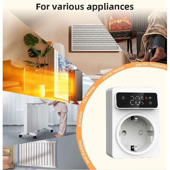 Tuya Wifi Digital Thermostat Socket 16A Precision Plug Remote Temperature Controller Timer Switch Cooling Heating 3M NTC Sensor