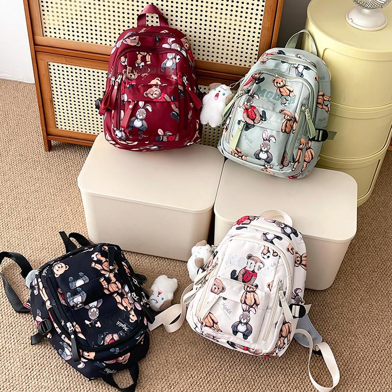Student Schoolbag Female Bear Print Backpack Graffiti Junior High School Student Small Backpack