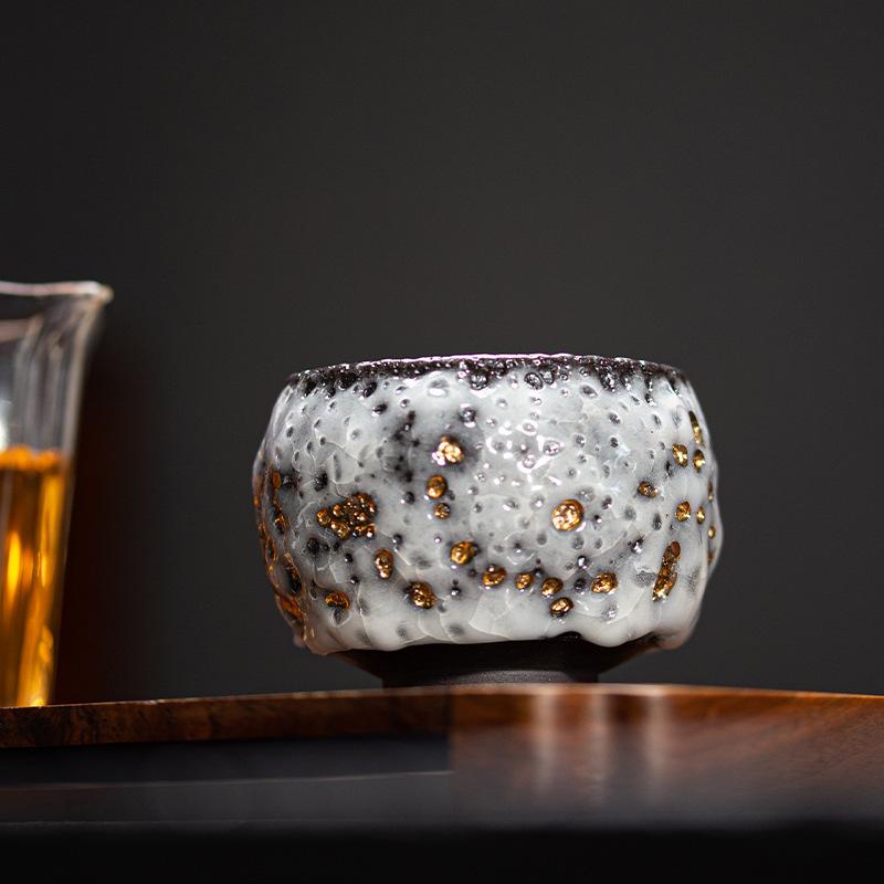 PINNY Ceramic Gilt Shino Tea Cup Natural Ore Handmade Teacups Heat Resistant Kung Fu Tea Bowl