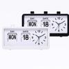 Classical Retro Mechanical Alarm Clock with Manual Flipped Calendar Date Day Time Display for Living Room or Office
