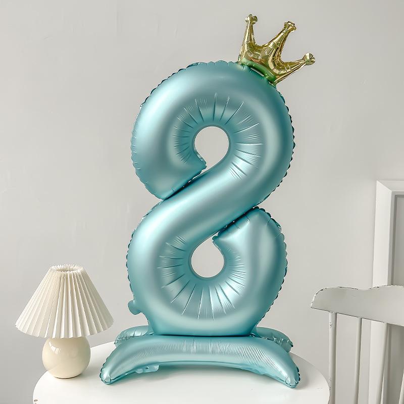 42" Aluminum Foil Number Balloon with Crown Stand for Kids' First Birthday Party Decorations