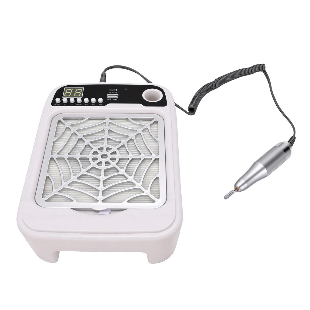 3 in 1 Nail Drill Machine with Dust Collector and Nail Lamp, 35000RPM Electric Nail File Drill Kit with 8 Speeds,