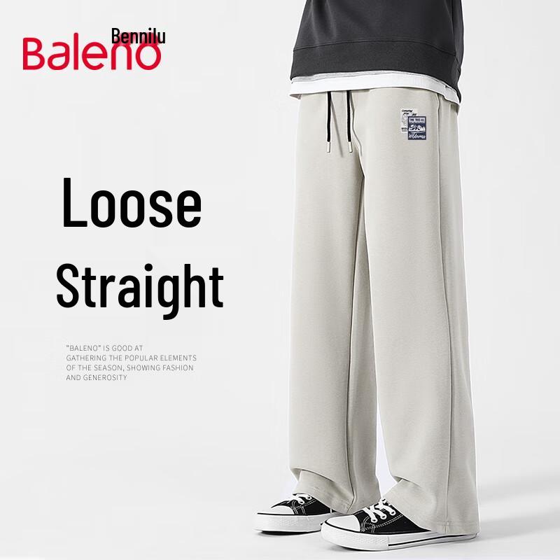 Baleno Men's American Retro Pique Cotton Loose Straight Leg Casual Pants