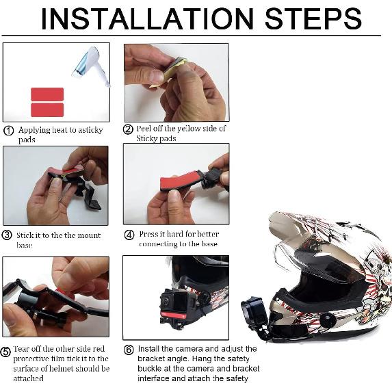 Helmet Chin Mount For GoPro, Adhesive Chin Mount Fit For Full Face Motorcycle Helmet, Immersive POV Recording, Compatible With GoPro Hero 13 12 11 10