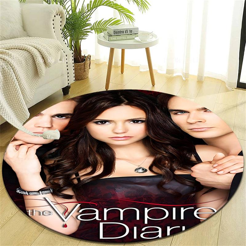 1pc The Vampire Diaries3 Design Printed Area Round Carpet for Bedroom Living Room Home Decor Rugs Mat Non Slip Mat Rug for Bedside