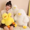 Adorable Yellow Long-Haired Plush Duck Doll - Huggable Stuffed Animal Pillow Gift