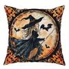 Halloween Decorative Pillowcase, Witch Pumpkin Cat Castle Pattern, Suitable for Home Room Living Room Sofa Cushion Cover
