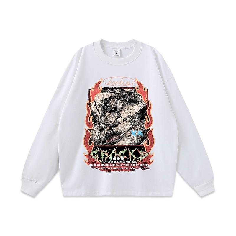 Unisex Oversized Cotton Graphic Tee Streetwear Hip Hop Print T-Shirt Loose Fit Fall