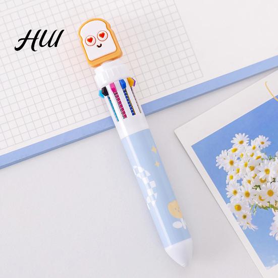 Cute Style Writing Tool Fast Food Themed 10-Color Ballpoint Pen French Fries Burger Cheese Pattern Topper Designs Multi-Color for Journaling And Notes