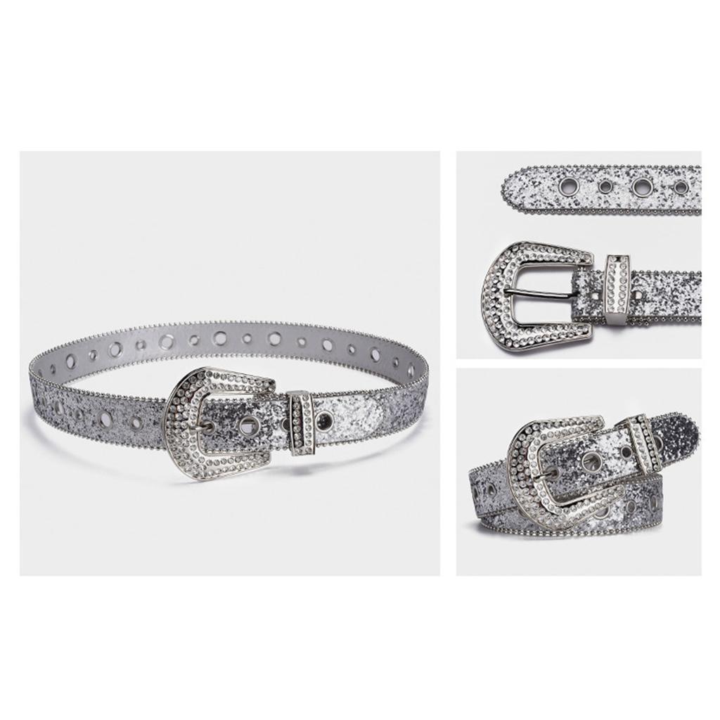 Adjustable Rhinestone Waist Belts for Jeans Glitter Belt for Woman Cowboy Cowgirl Teens Female Jeans Skirt Waistband