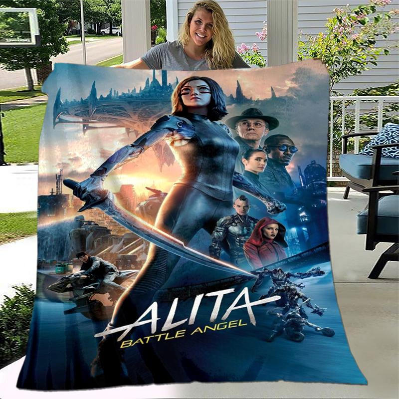 1pc Alita Battle Angel Print Blanket Soft Bedding Sofa Bedroom Home Decor Fan Goods Q12