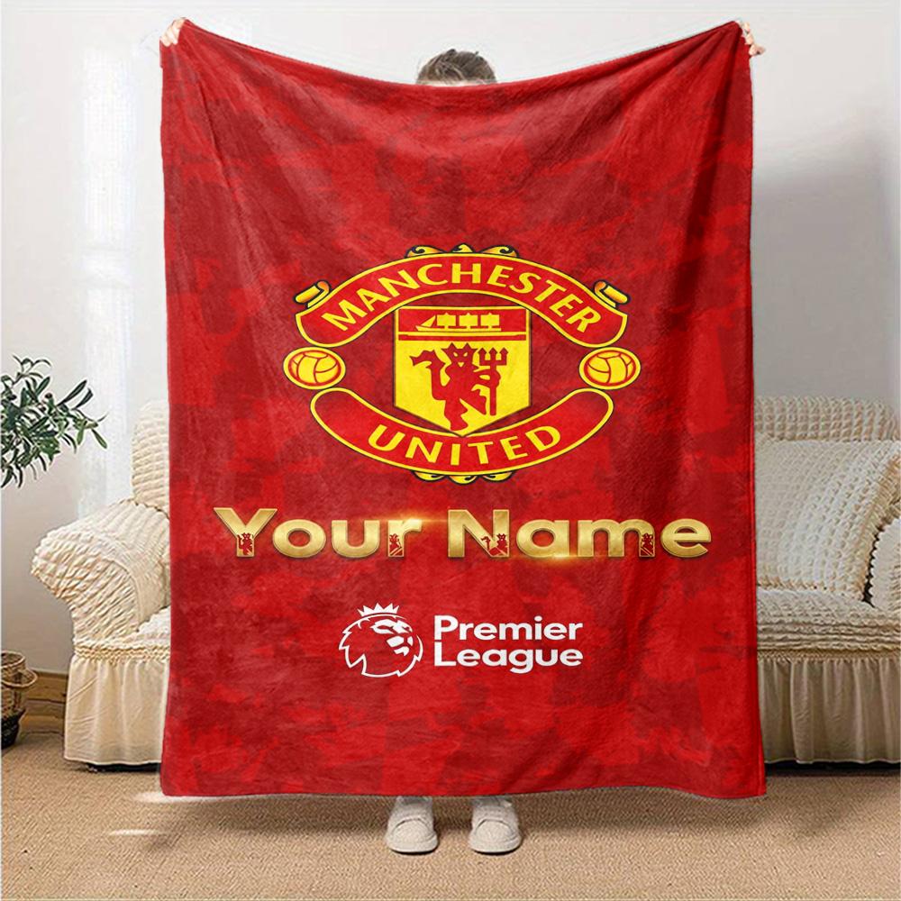 Manchester Customize Your Name Blanket Gift Customizable Blanket Soft Warm Cozy Perfect for Seaside Couch Office Living Room Four Seasons Multipurpose