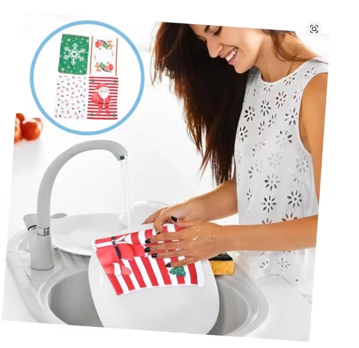 Christmas Kitchen Towels Hand Towels Xmas Santa Dish Towels Christmas Decorative Towel Gifts for Kitchen Holiday Xmas Bathroom