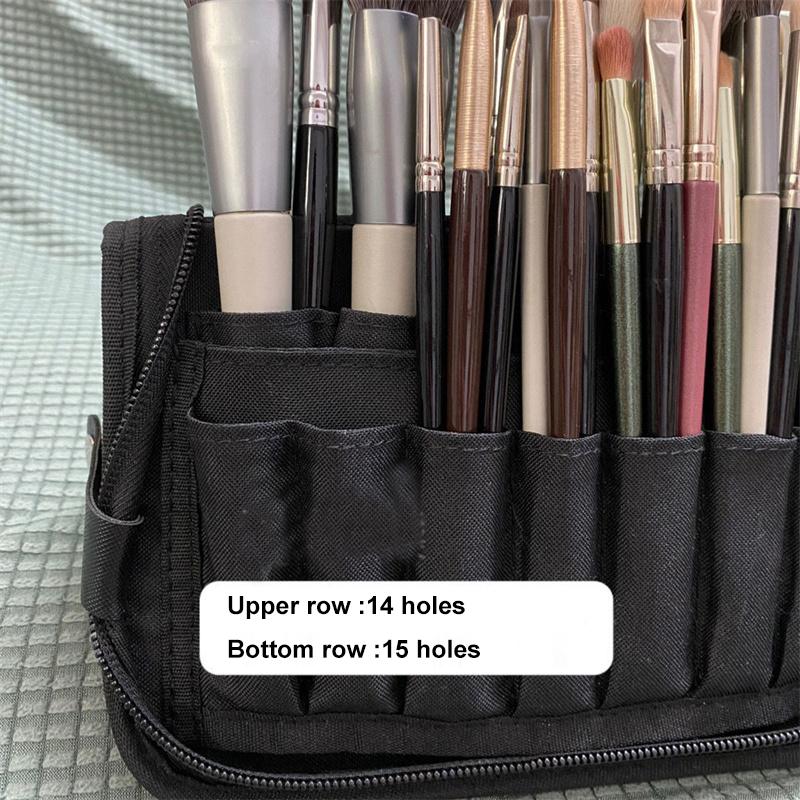 29 otvorů Skládací taška na make-up štětce Dámská taška na uložení kosmetických štětců Organizér na make-up nástroje Vodotěsná nylonová taška na uložení make-upu