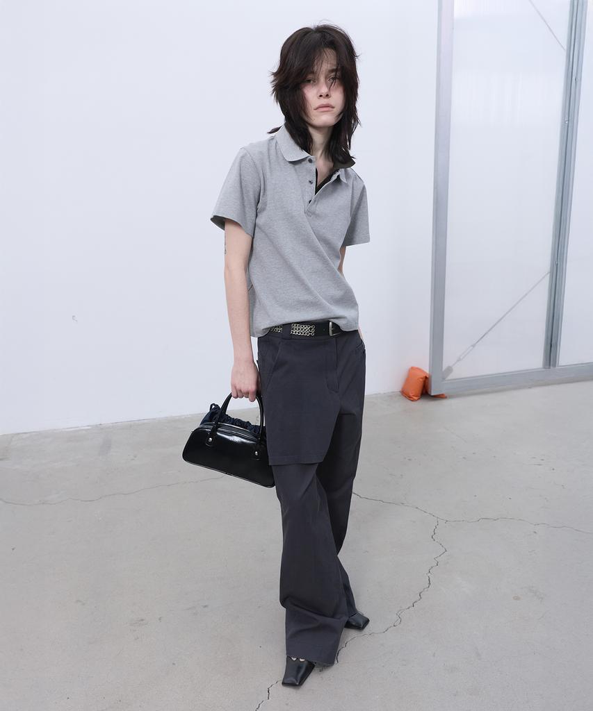 LCDC™ Double-Collar Polo Top (Melange Grey)