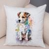 Super Cute Watercolor Dog Throw Pillow Cover With Short Plush Print For Living Room Sofa Decoration Cushion Cover Pillow Covers