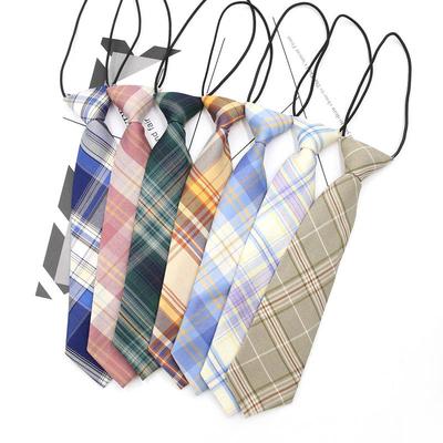 Ins Plaid Cotton Tie, Women'S Uniform College Style Rubber Band, Free Lazy Tie