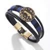 JMXD 12 Zodiac Punk Style Studded Leather Bracelet Hand-Woven Rope Zodiac Band Fashion Accessory Unisex Gift