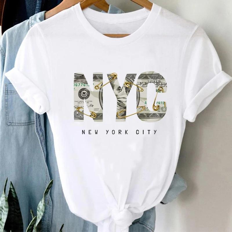 Women Ice Cream Casual Cute Beach 90s Cartoon Short Sleeve Graphic Summer Fashion Print Female Clothes Tops Tees Tshirt T-Shirt